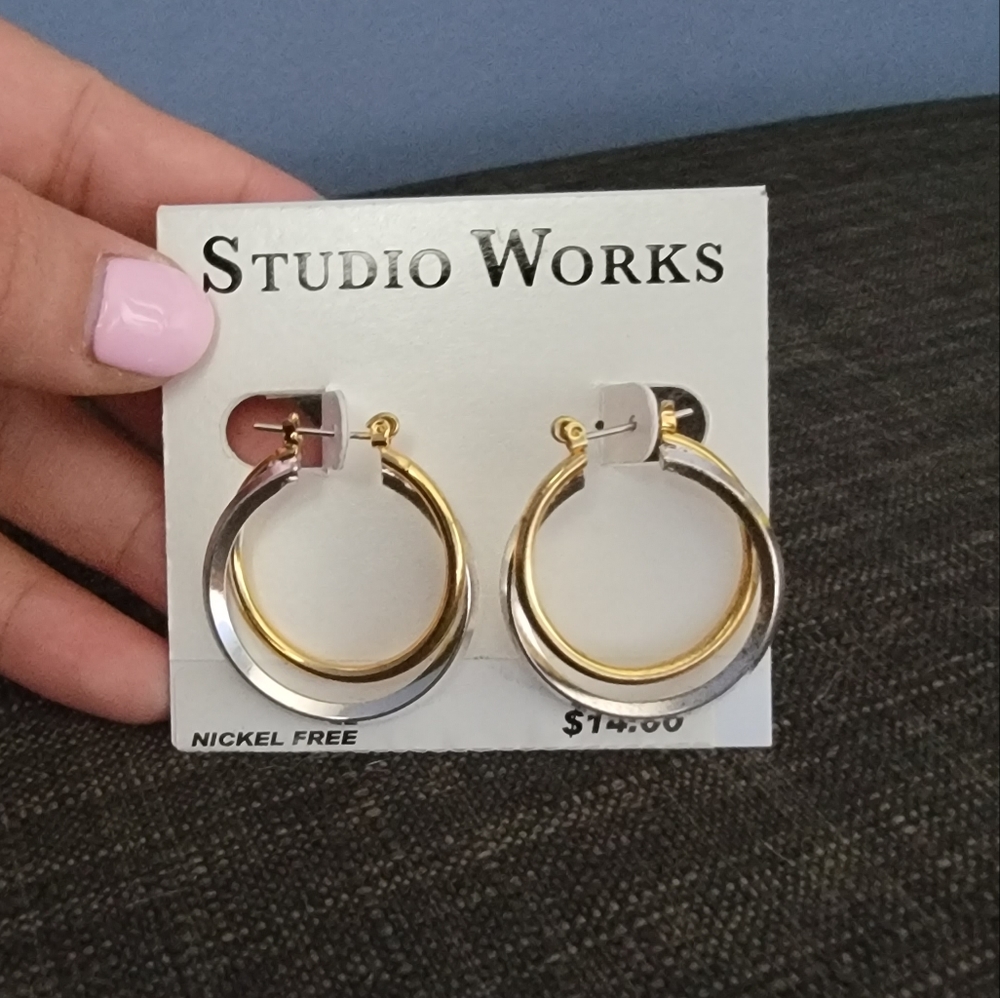 ❗CLOSET LIQUIDATION❗️Studio Works Silver and Gold Double Hoop Earrings